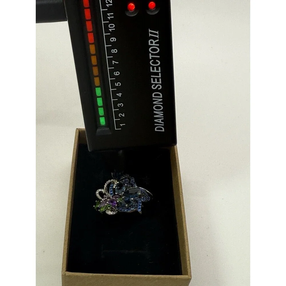 LONDON BLUE TOPAZ RHODIUM OVER‎ STERLING SILVER RING $270 MARKED BBJ 925 SZ 5.75